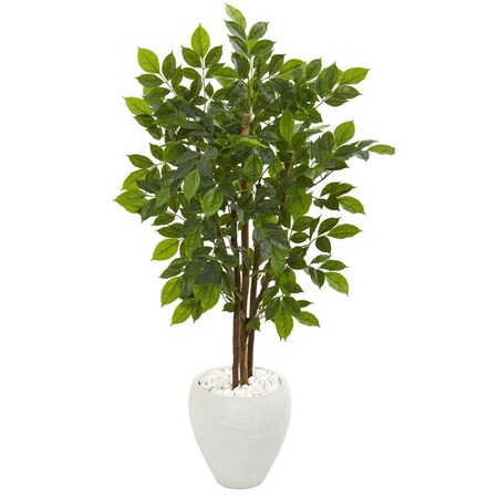Nearly Naturals 56 in. River Birch Artificial Tree in White Planter 9531
